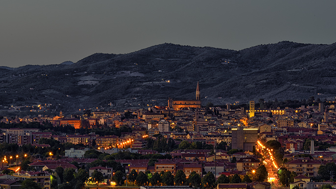 Il centro di Arezzo di sera