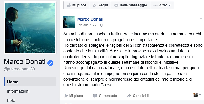 Anche i renziani piangono
