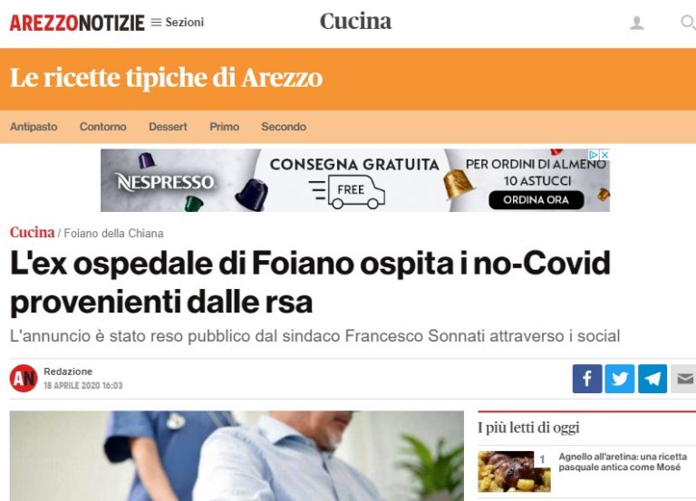 Un noto sito “aretino” ha messo l’Ospedale di Foiano in “cucina”