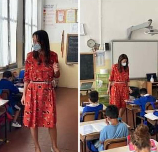 Primo giorno di scuola scivoloso per la maestra