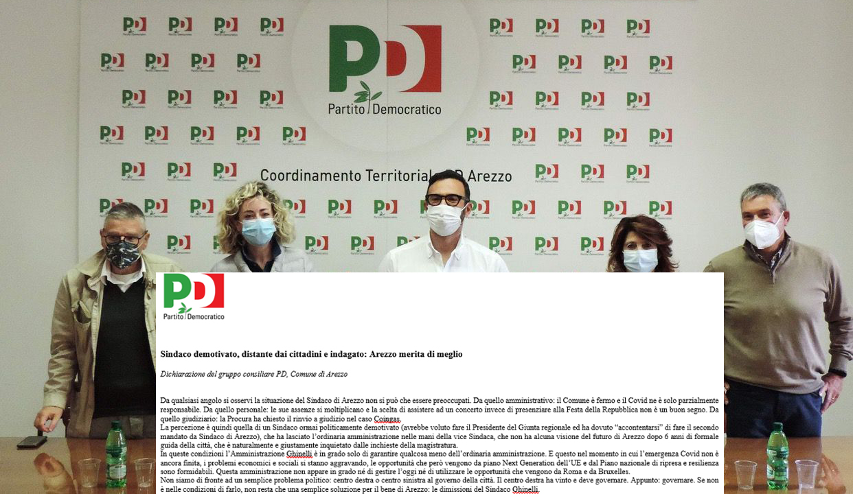 Il Pd si fa vivo con una rituale richiesta di dimissioni del sindaco