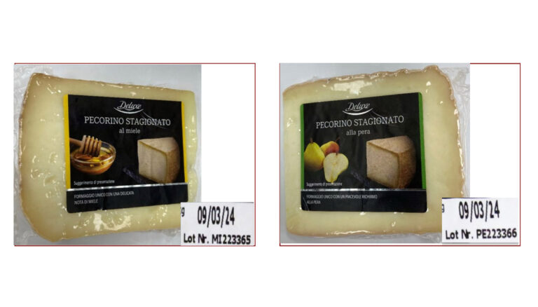 Il Ministero Salute richiama lotti di formaggio pecorino prodotti ad Arezzo