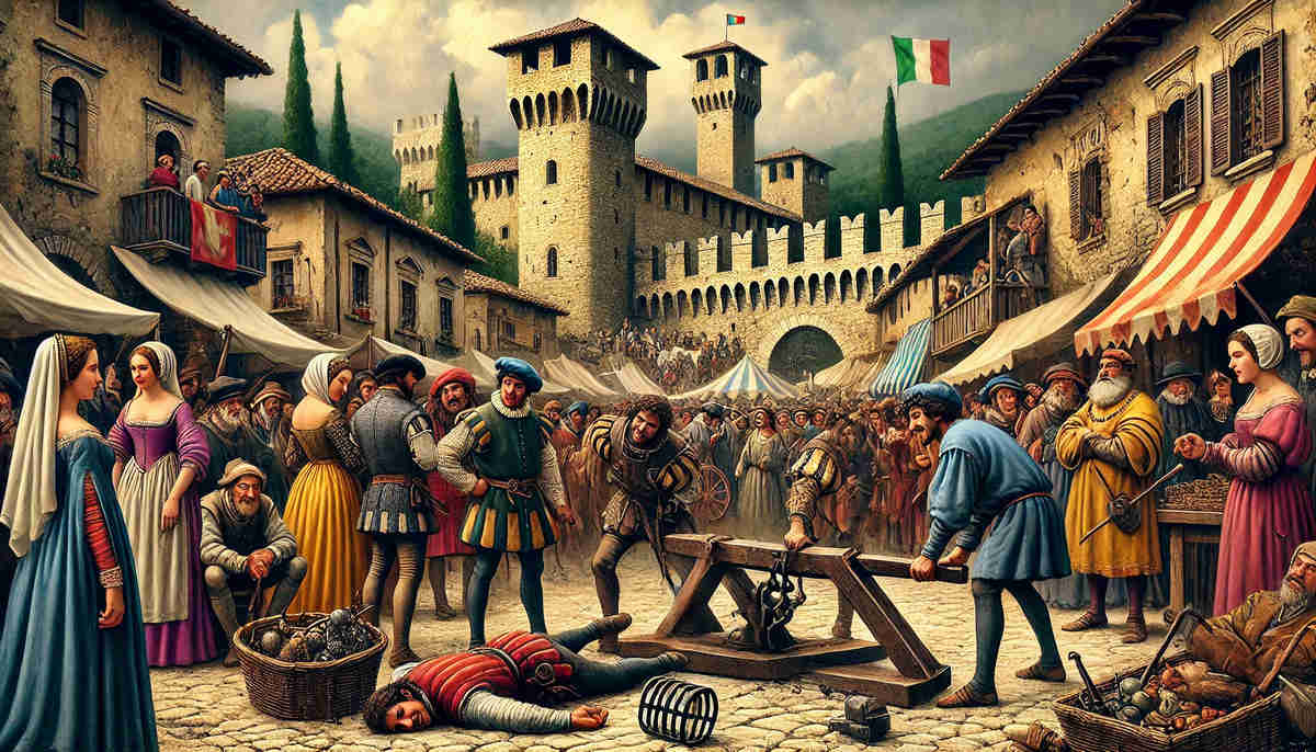 fiera medievale e il dettaglio del catorcio