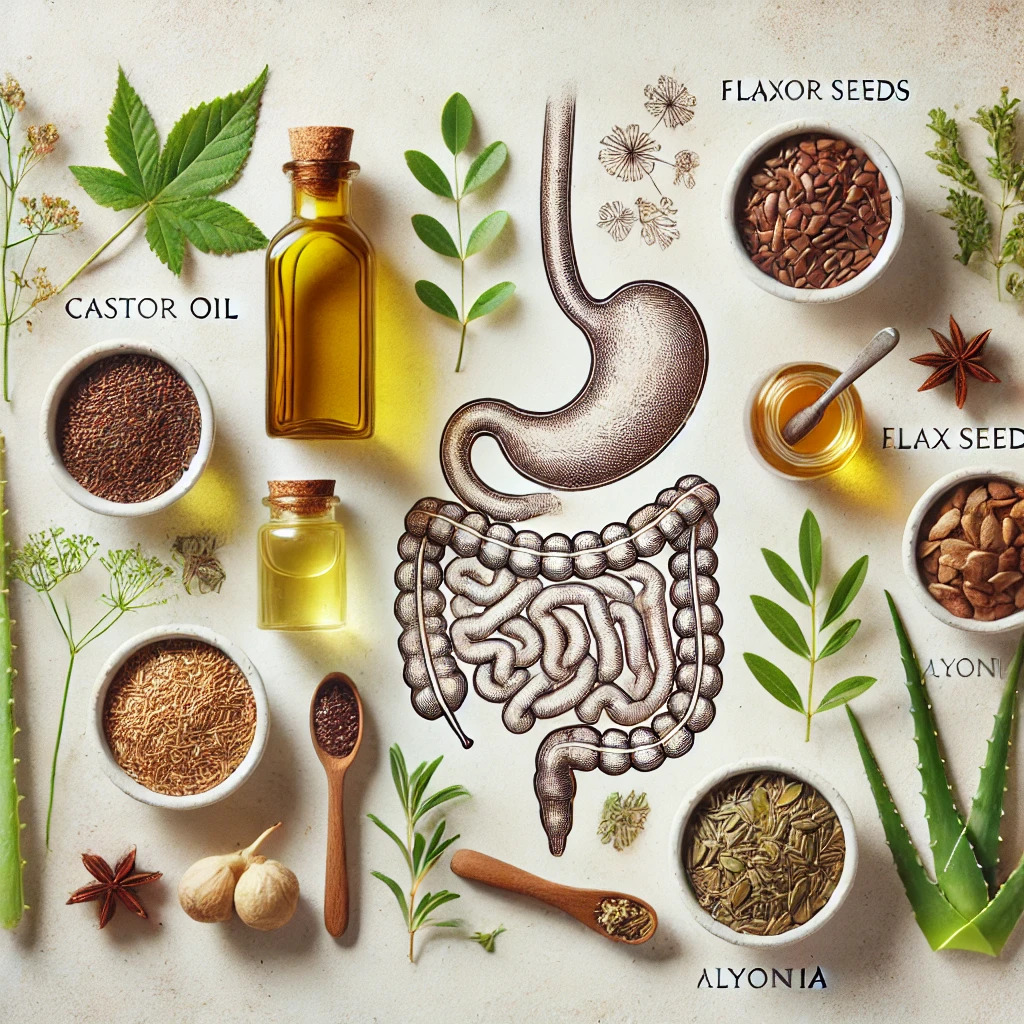 ingredienti naturali e le erbe medicinali per la salute intestinale