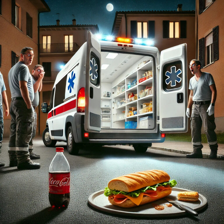 Incredibile colpo di mezza serata: rubati panini e Coca-Cola dall’ambulanza mentre i volontari salvano una vita!