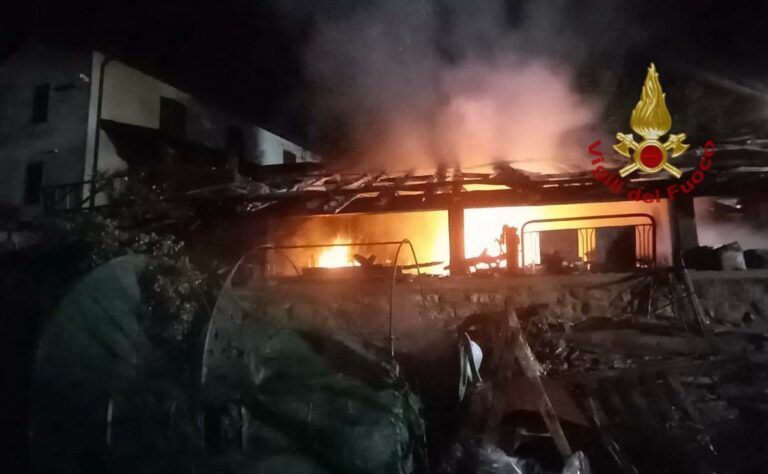 Incendio a Poggio di Ierna: auto e annesso agricolo distrutti dalle fiamme
