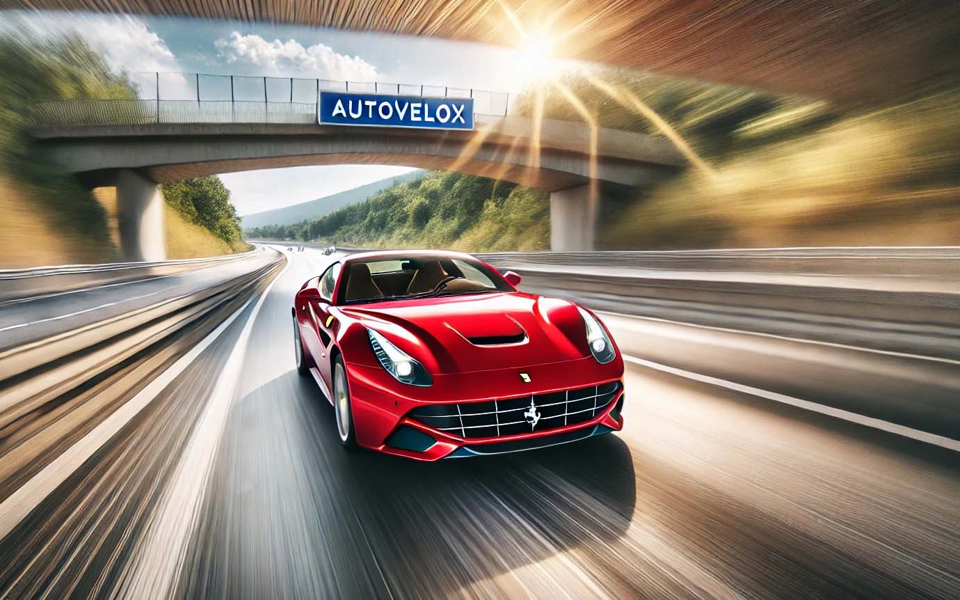Ferrari California in corsa su un'autostrada