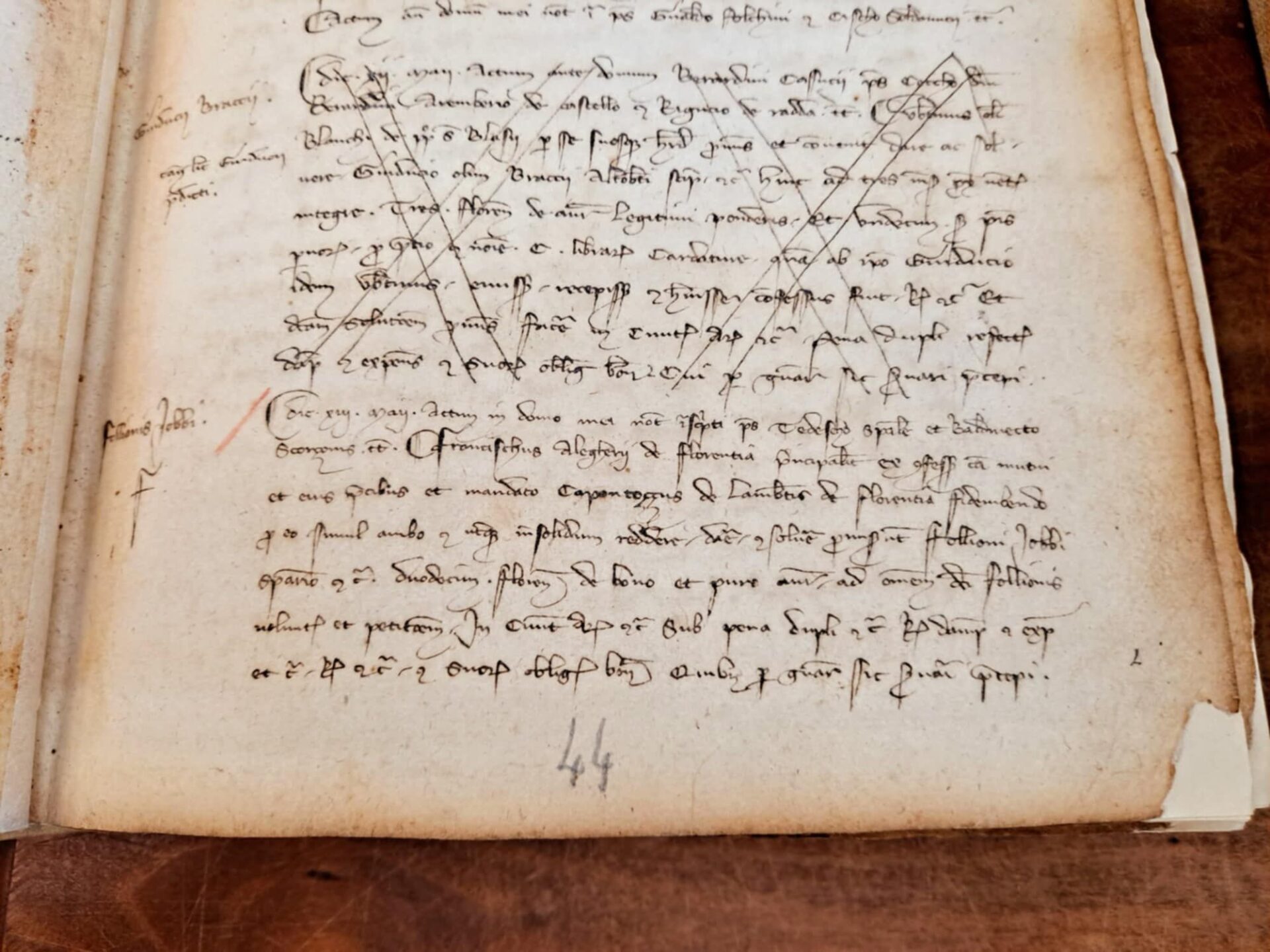 Notula di pagamento di Foglione di Giobbe di Arezzo, spadaro, al fratello di Dante, Framcesco, di 12 fiorini d'oro per le armi consegnate