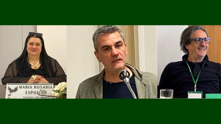 Cisl Arezzo: confermati Esposito, Attoniti e Marino alla guida di Fisascat, Fit e Filca