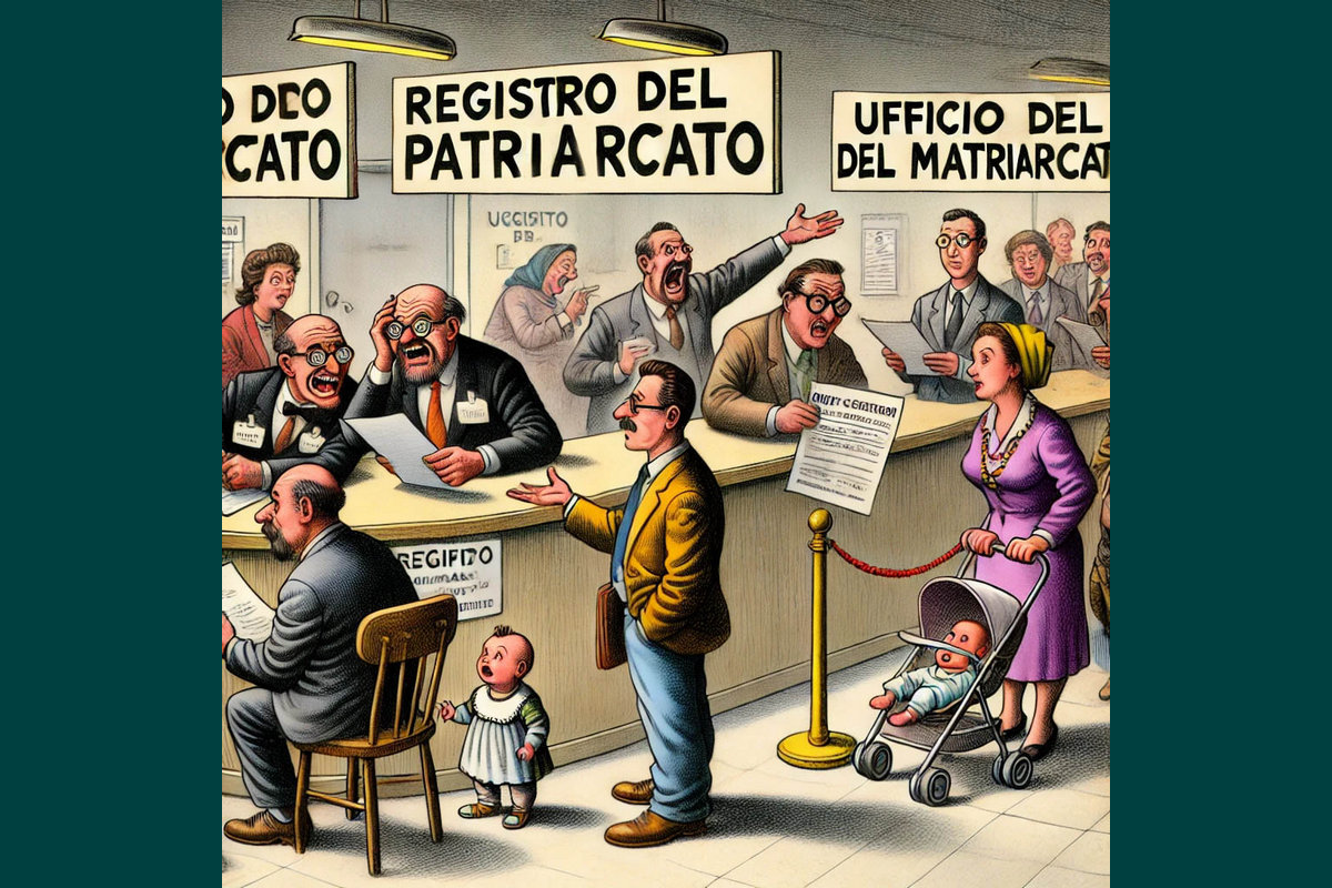ufficio burocratico immaginario della battaglia sui cognomi