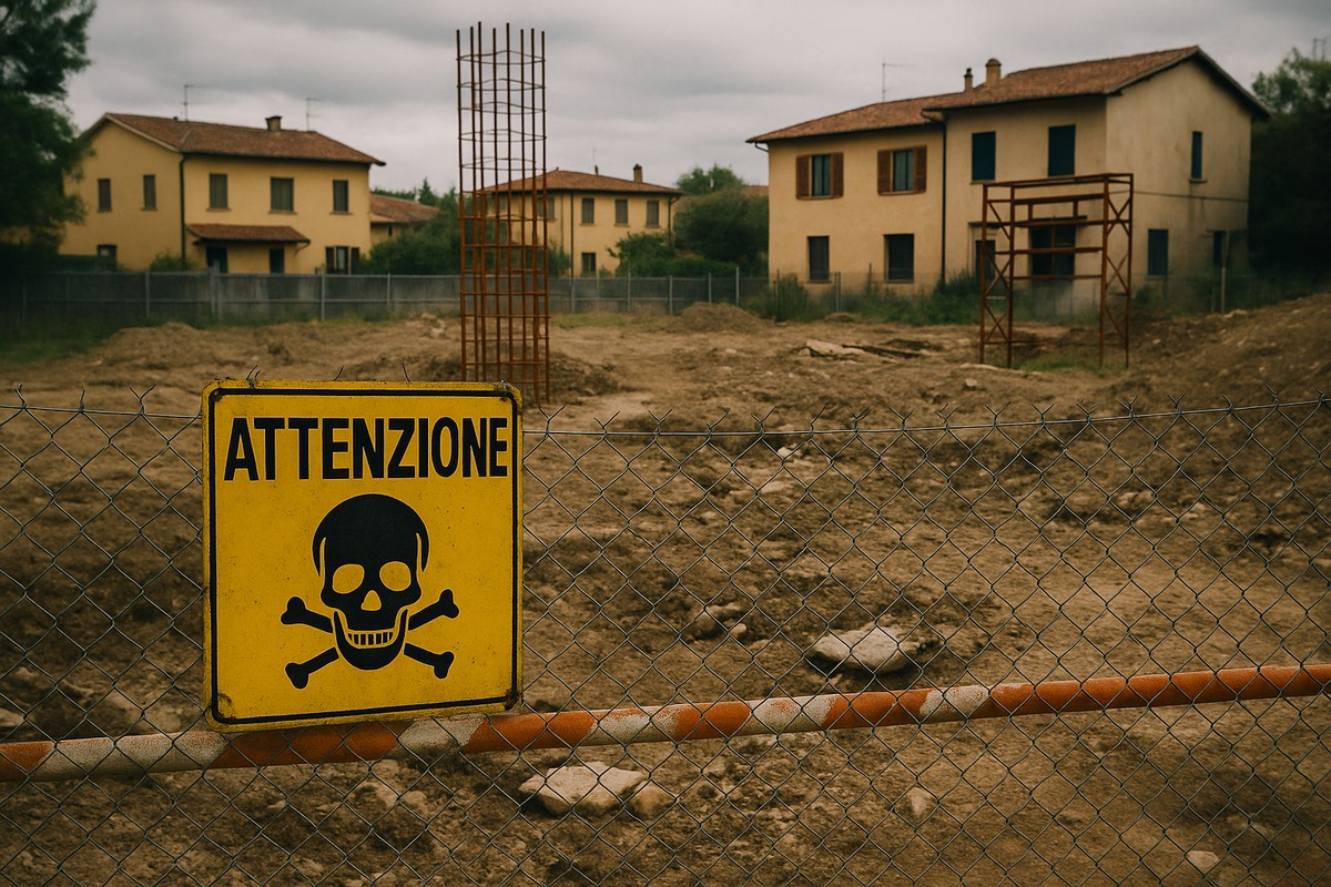 cantiere edile abbandonato e trascurato,