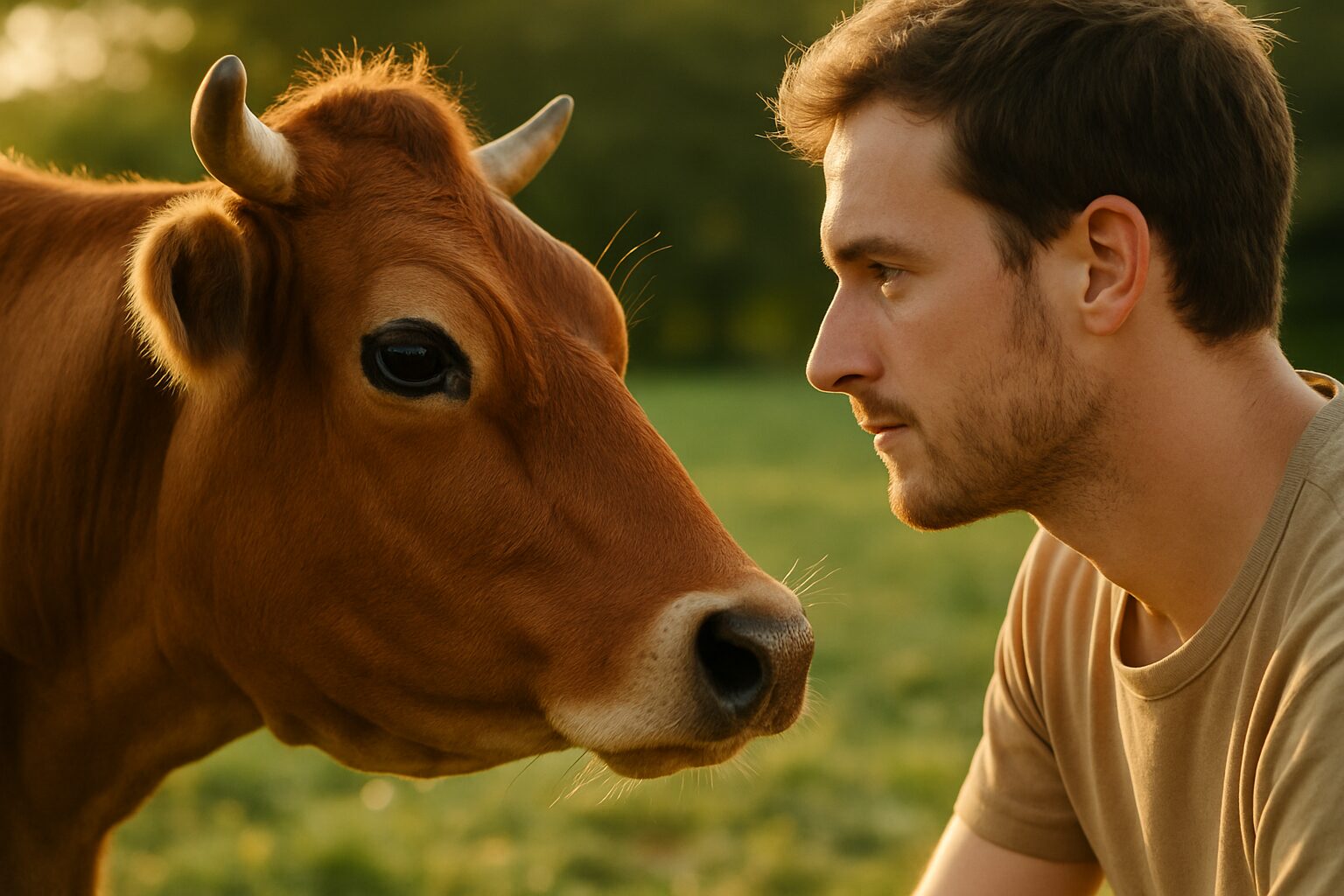 Animale e umano a contatto visivo