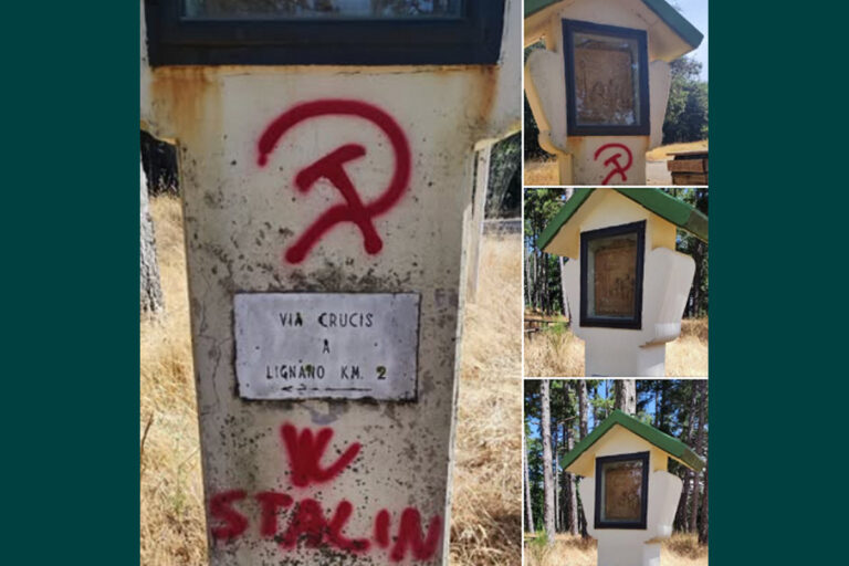 Monte Lignano, Stalin viene cancellato: restaurata la stazione della Via Crucis “liberata” dal comunismo spray