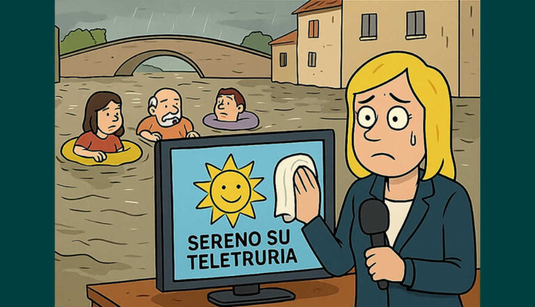 Arezzo sott’acqua, ma a Teletruria splende il sole: nubifragio censurato per non bagnare gli amministratori?