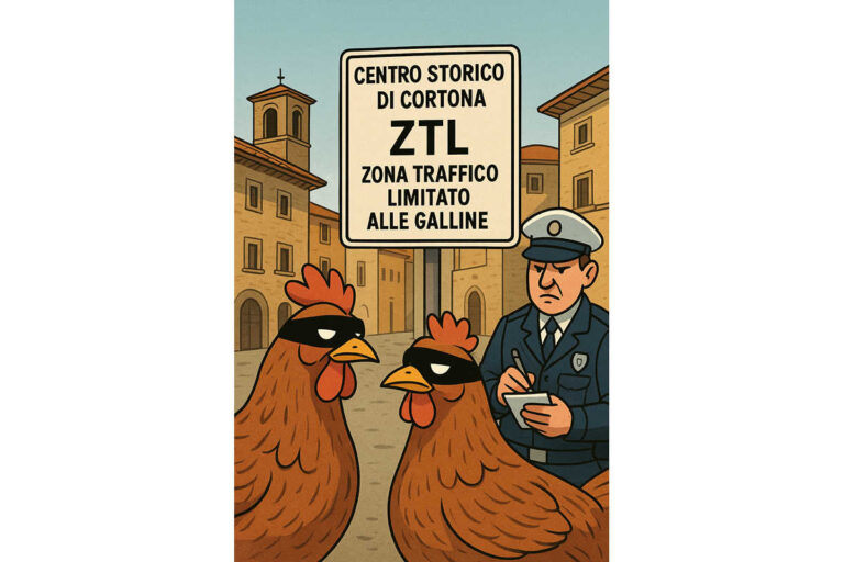Cortona: sgomberato pericoloso pollaio abusivo! Pensionato a piede libero, due galline clandestine nel centro storico