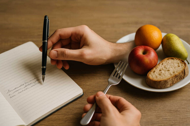 La mano: mangiare e scrivere