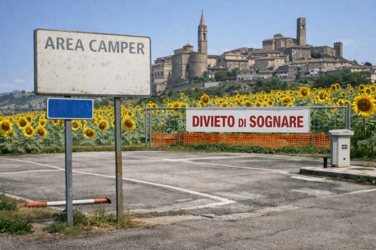 Castiglion Fiorentino, l’area camper invisibile: c’è, non c’è, ma intanto vinse pure un premio