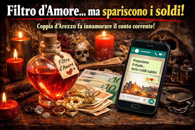Filtro d’amore… ma spariscono i soldi: coppia d’Arezzo fa innamorare il conto corrente