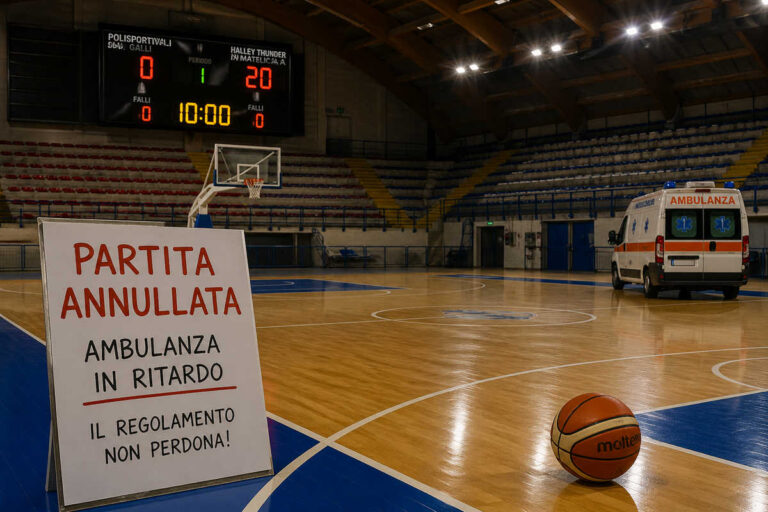 Ambulanza in ritardo, regolamento puntualissimo: partita annullata per eccesso di realtà