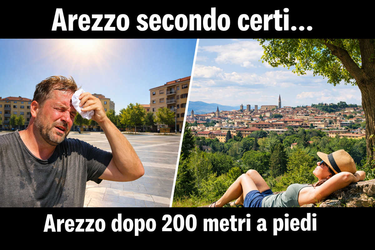 Arezzo caldo cittadino contro fresco verde