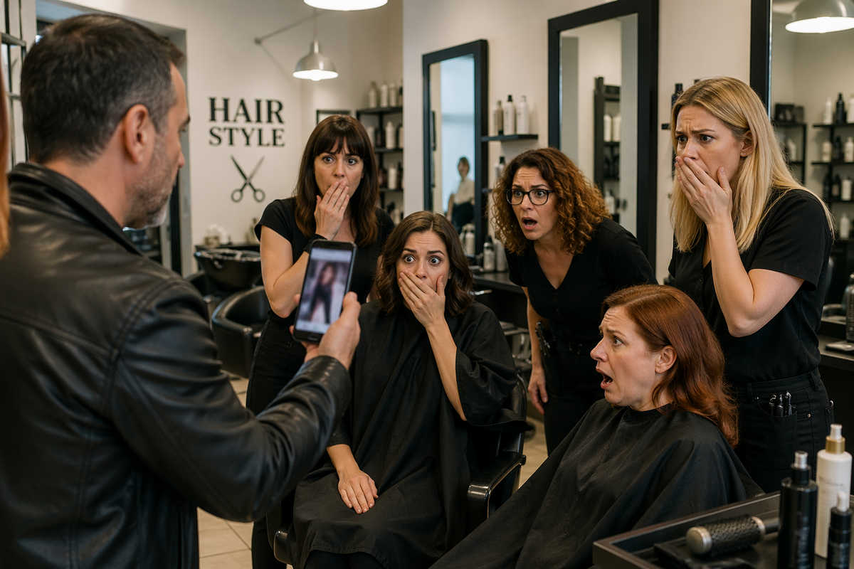 Reazione sorpresa al salone di bellezza