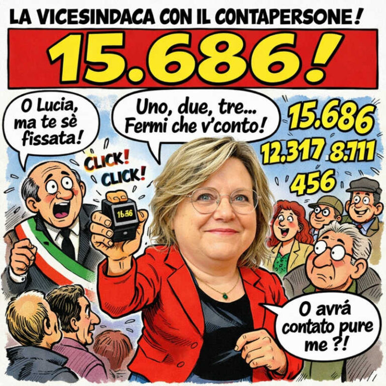 Oh, ma che c’ha il contapersone in tasca? La vicesindaca segna perfino i respiri: 15.686!