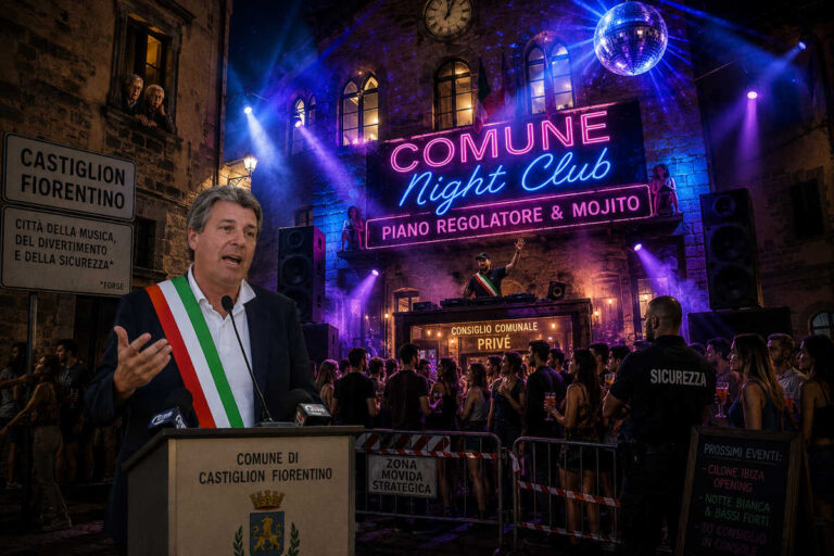 Castiglion Fiorentino sogna Ibiza: “Meno fabbriche, più cubiste”. Opposizione teme apertura del Ministero della Techno