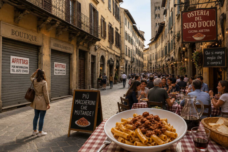 Arezzo perde i negozi: ormai in centro trovi più maccheroni al sugo d’ocio che mutande