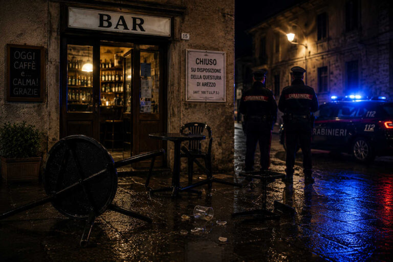 A Caprese vola più il tavolino del caffè: bar chiuso dal Questore per rissa da dopolavoro medievale