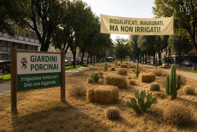 Giardini Porcinai, prato “si abbrustolisce”: rifatti da poco ma gli irrigatori fanno sciopero