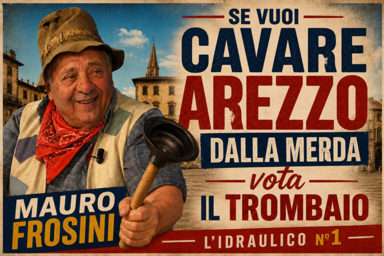 “Riecco il Trombaio”: ad Arezzo torna il candidato che voleva “cavare la città dalla merda”. E sinceramente, un pensierino ce lo fanno in molti
