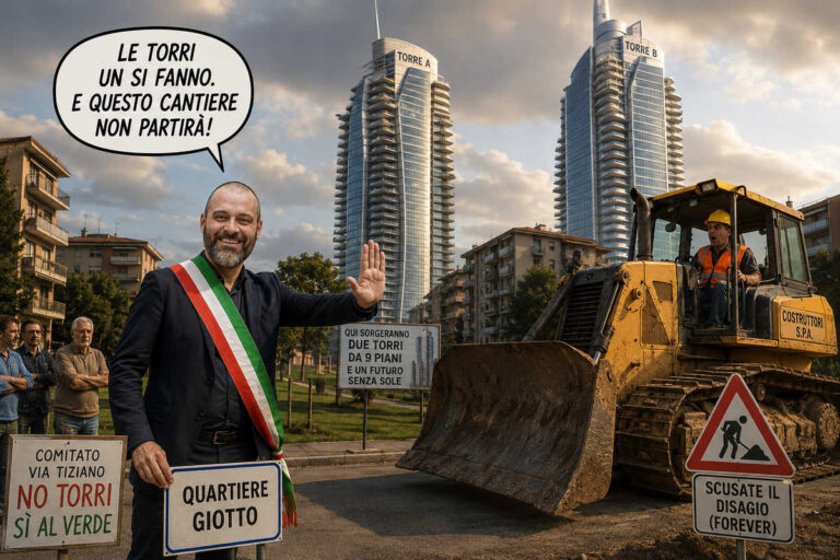 Menchetti già si vede colla fascia: “Le torri un si fanno”. Mancano solo le ruspe fermate a mani nude