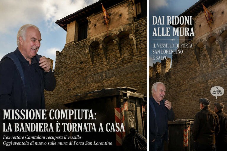 La bandiera salvata all’ultimo: missione speciale dell’ex rettore tra bidoni, vento e dignità di quartiere