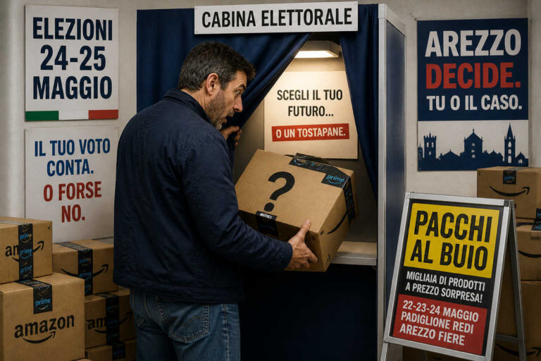 Arezzo al voto col pacco sorpresa: arrivano 10mila scatole Amazon al buio e qualcuno spera di trovarci dentro anche un sindaco