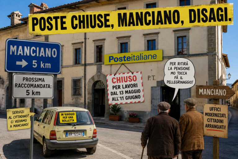 Le Poste chiudono un mese e a Castiglioni parte il Rally di Manciano: “Per pagare una bolletta ce vole ‘l navigatore”