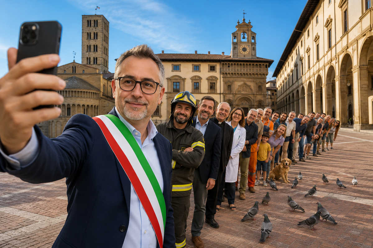 Comanducci intento a fare un selfie