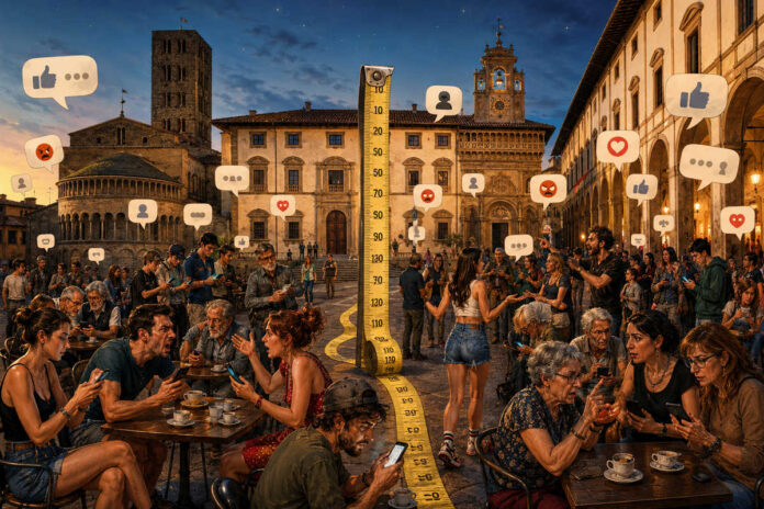 Piazza Grande trasformata in un gigantesco gruppo Facebook