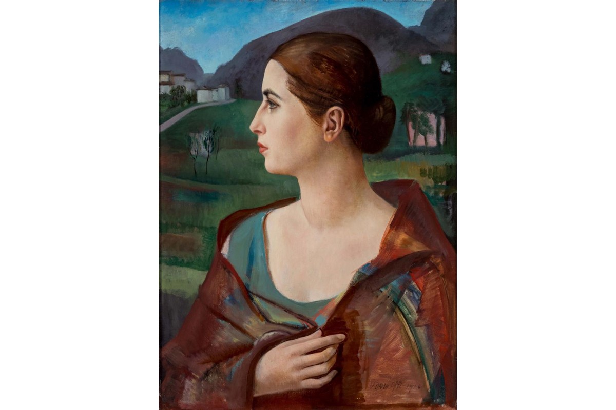 Ubaldo Oppi (Bologna 1889 - Vicenza 1942), Figura femminile di profilo, 1926 - olio su tela, 75 x 56 x 1,5 cm.jpg